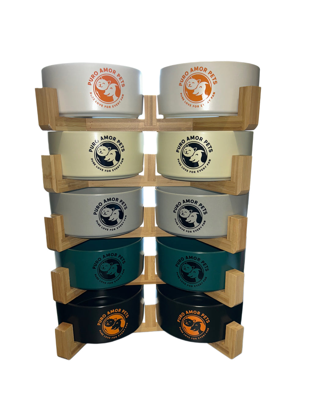 Puro Amor Pets – Premium Double Elevated Ceramic Bowl Set