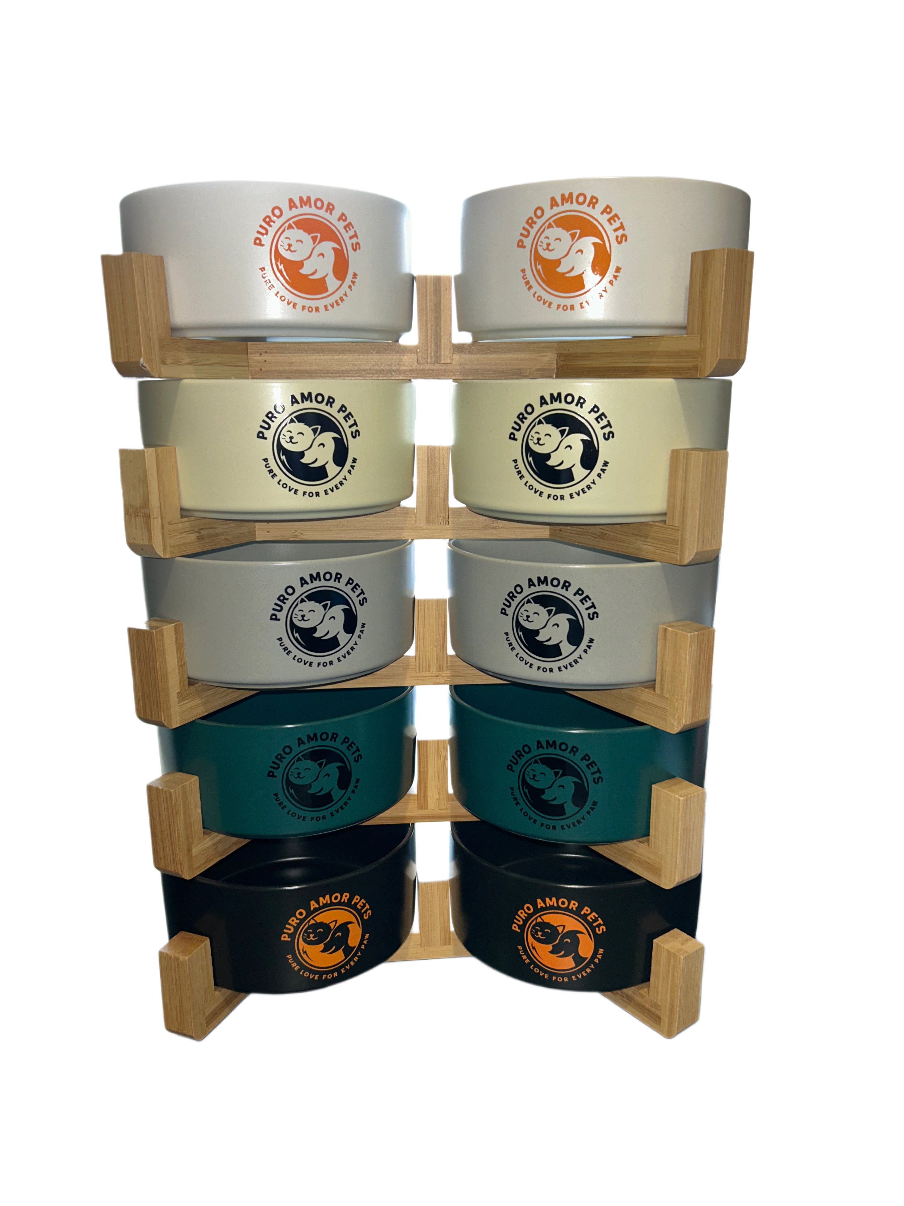 Puro Amor Pets – Premium Double Elevated Ceramic Bowl Set