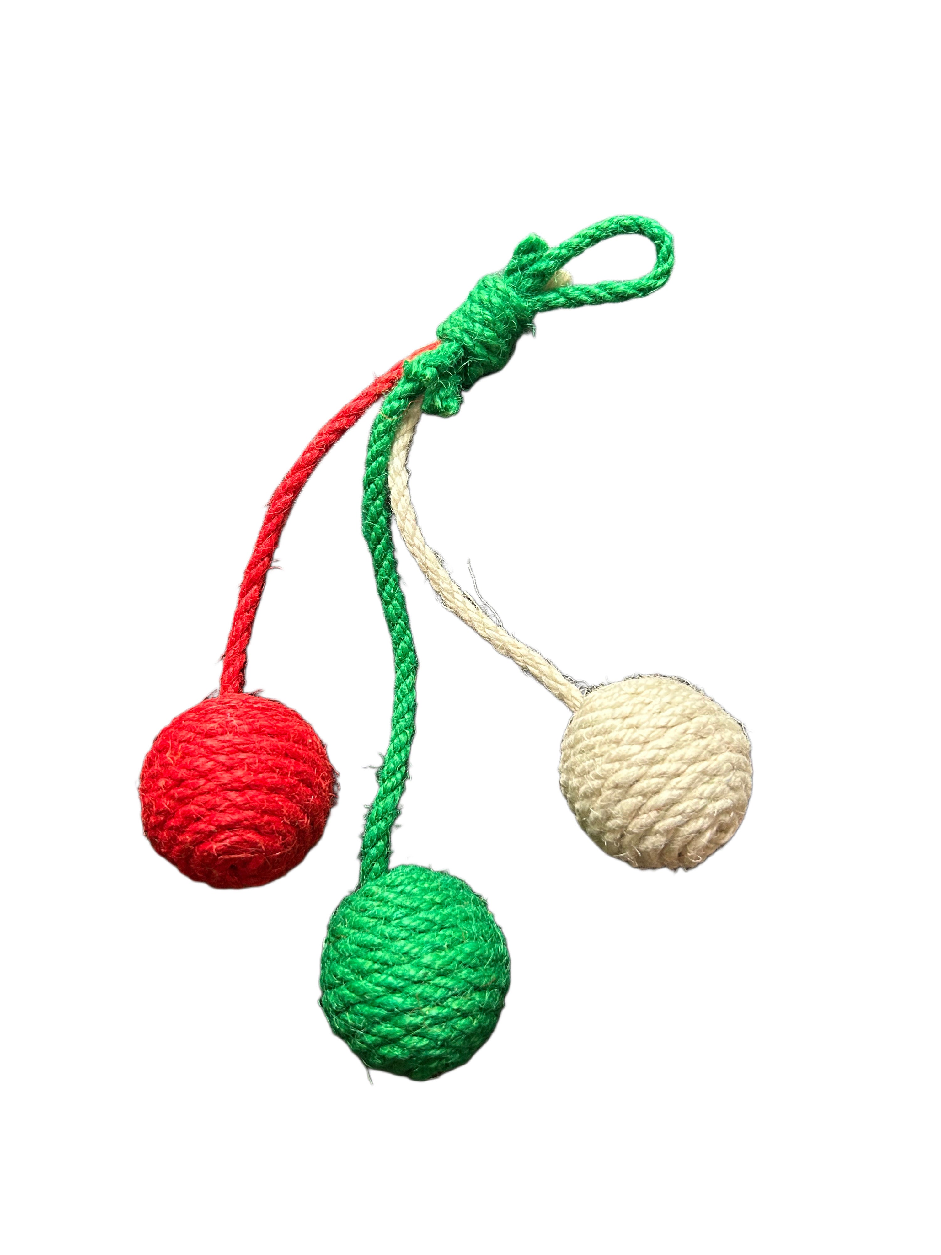 Sisal Hanging Cat Toy Set - Natural Chew & Play Balls (3-Ball Teaser)