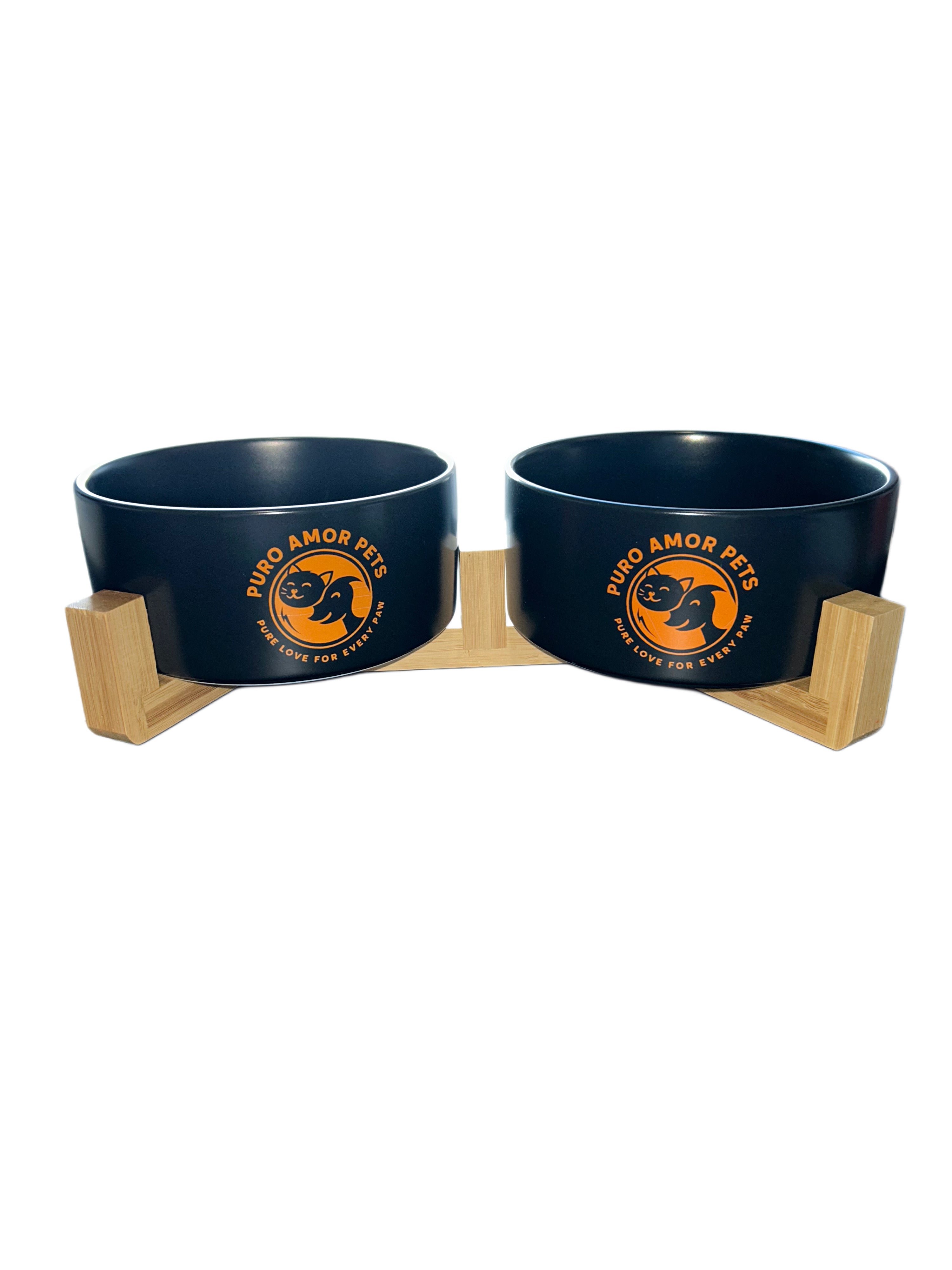 Puro Amor Pets – Premium Double Elevated Ceramic Bowl Set