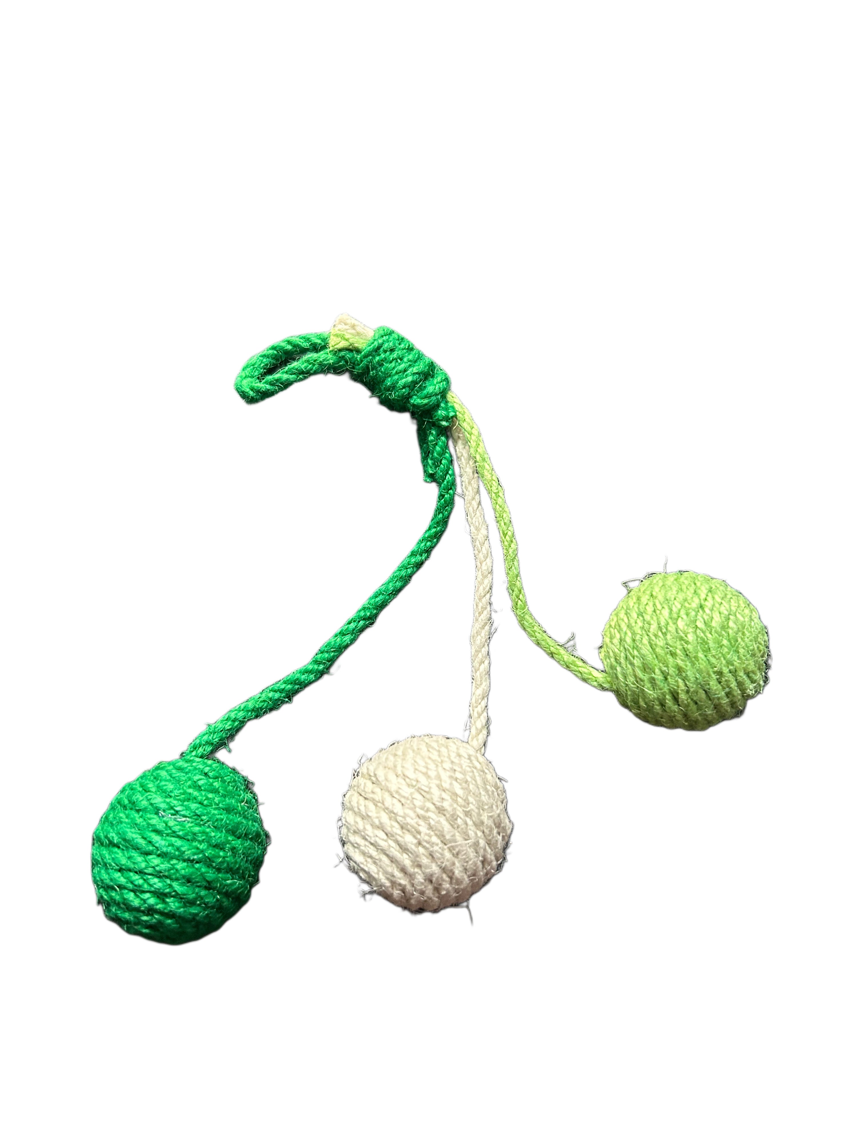 Sisal Hanging Cat Toy Set - Natural Chew & Play Balls (3-Ball Teaser)