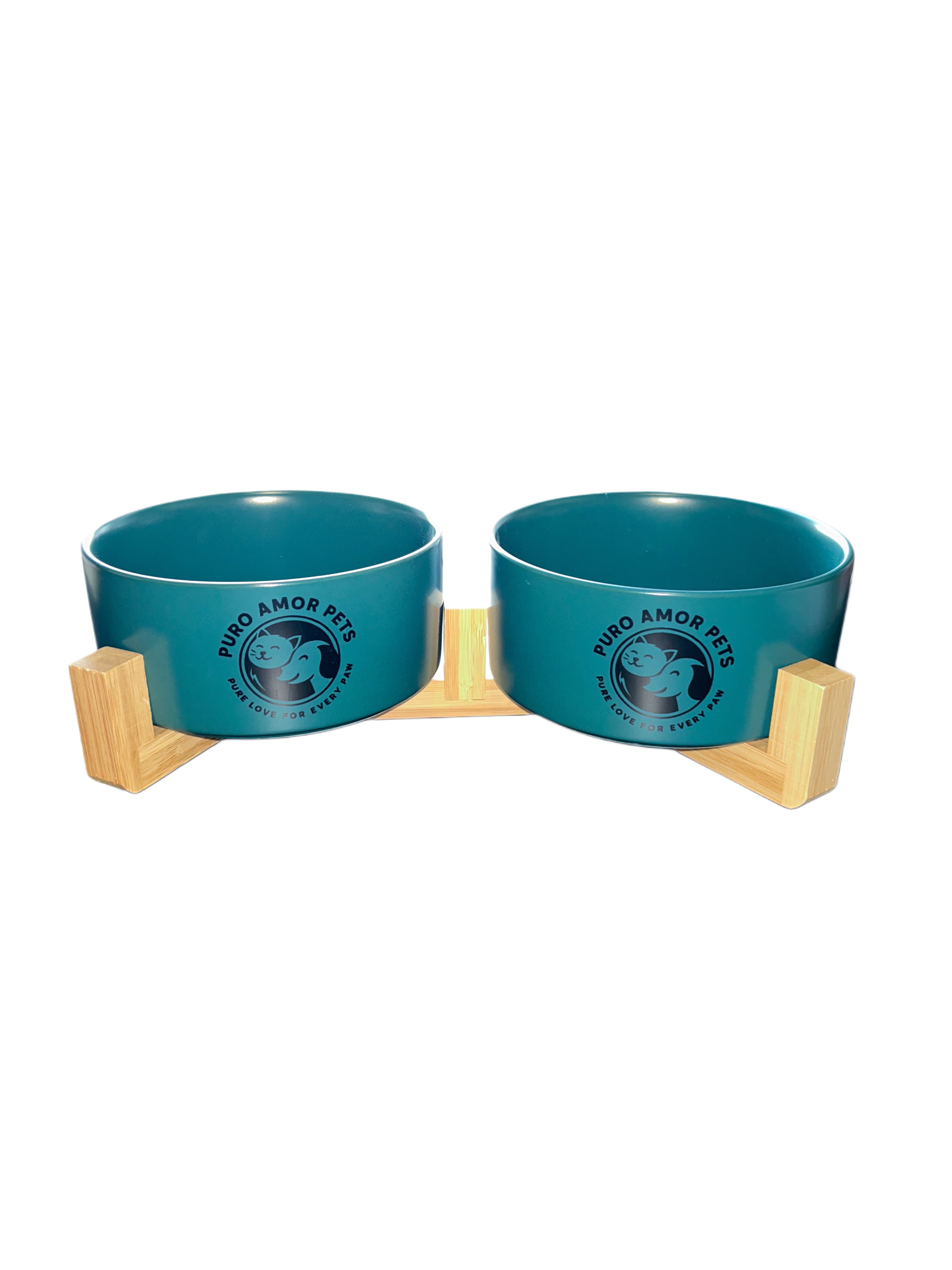 Puro Amor Pets – Premium Double Elevated Ceramic Bowl Set