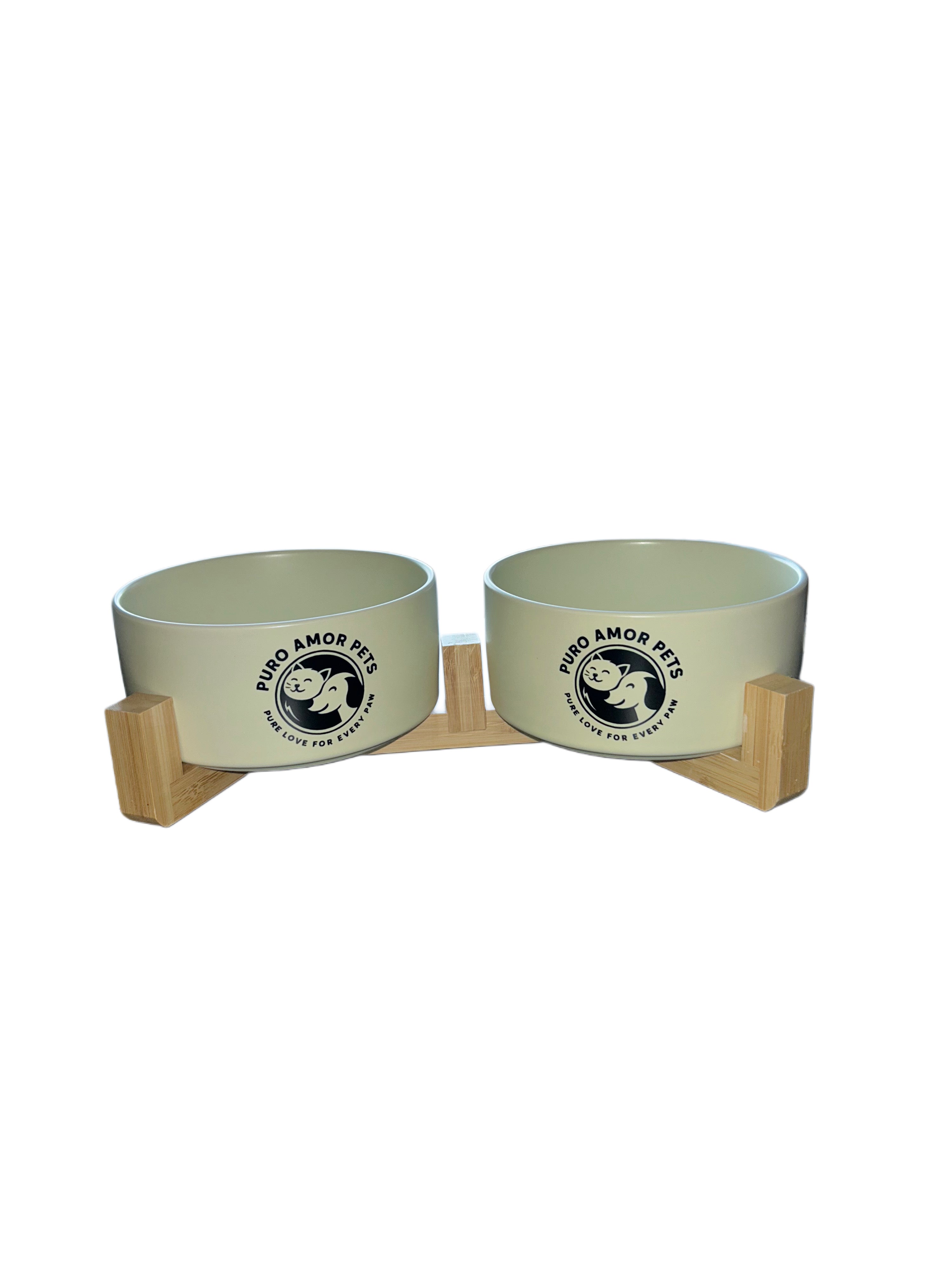 Puro Amor Pets – Premium Double Elevated Ceramic Bowl Set